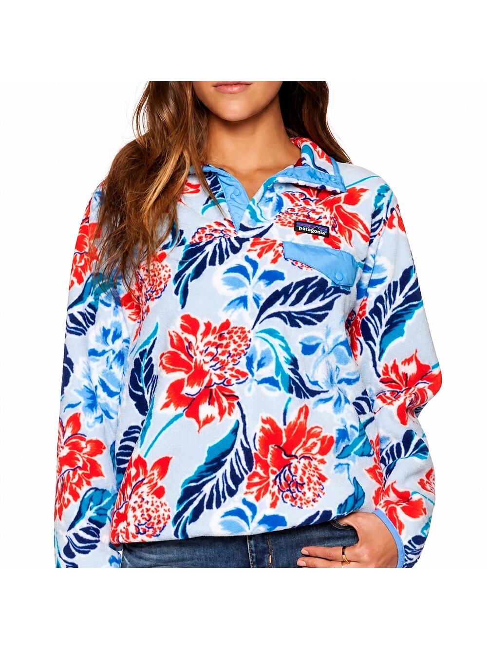 Patagonia Synchilla Hawaiian Manoa Snap-T Fleece Pullover Medium Dusk Blue RARE‎
